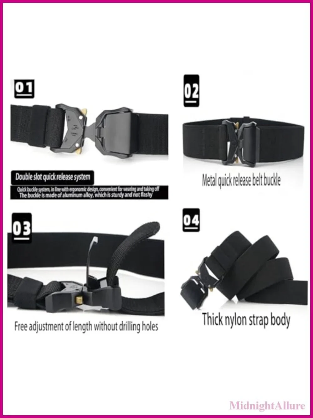 Nylon Belt Military Hiking Rigger 1.5 inch Work Belt Quick Release Buckle